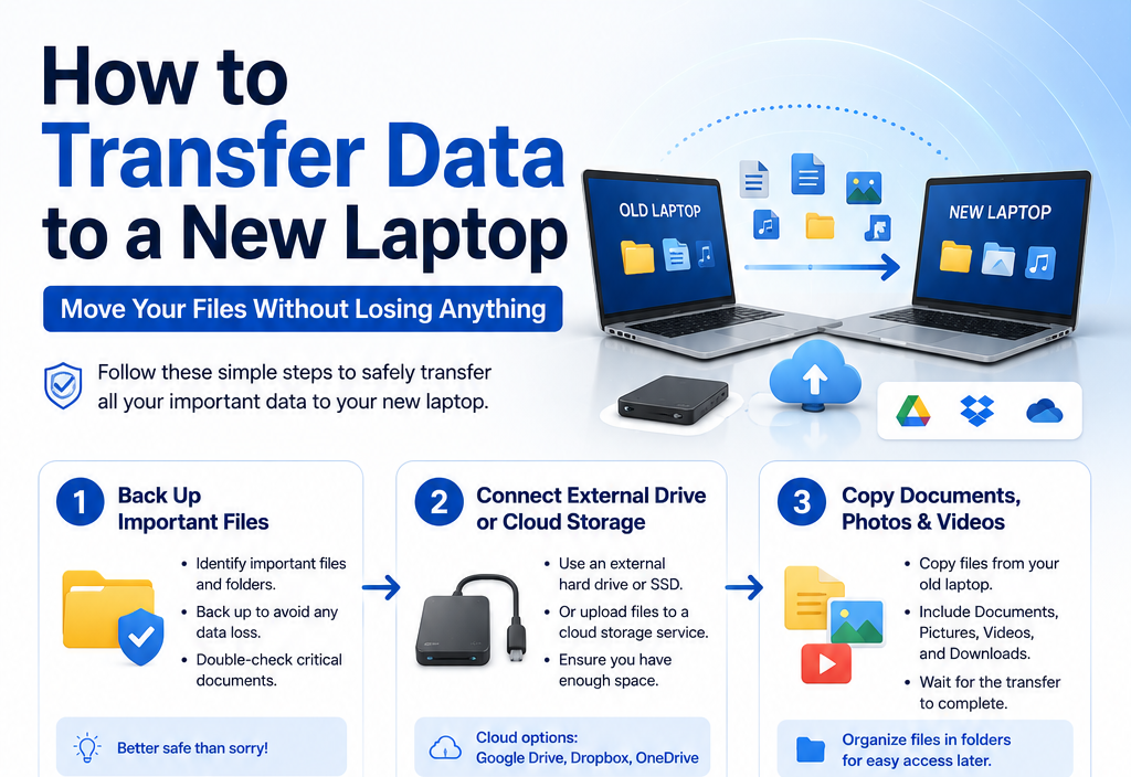new laptop, transferring data